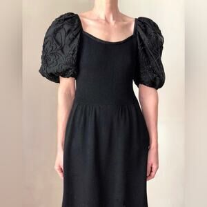 ST. JOHN Vintage Evening Dress Puff Sleeves Santana Knit Women’s Size XS/S